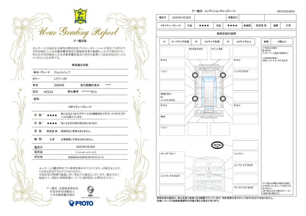 車両状態評価書