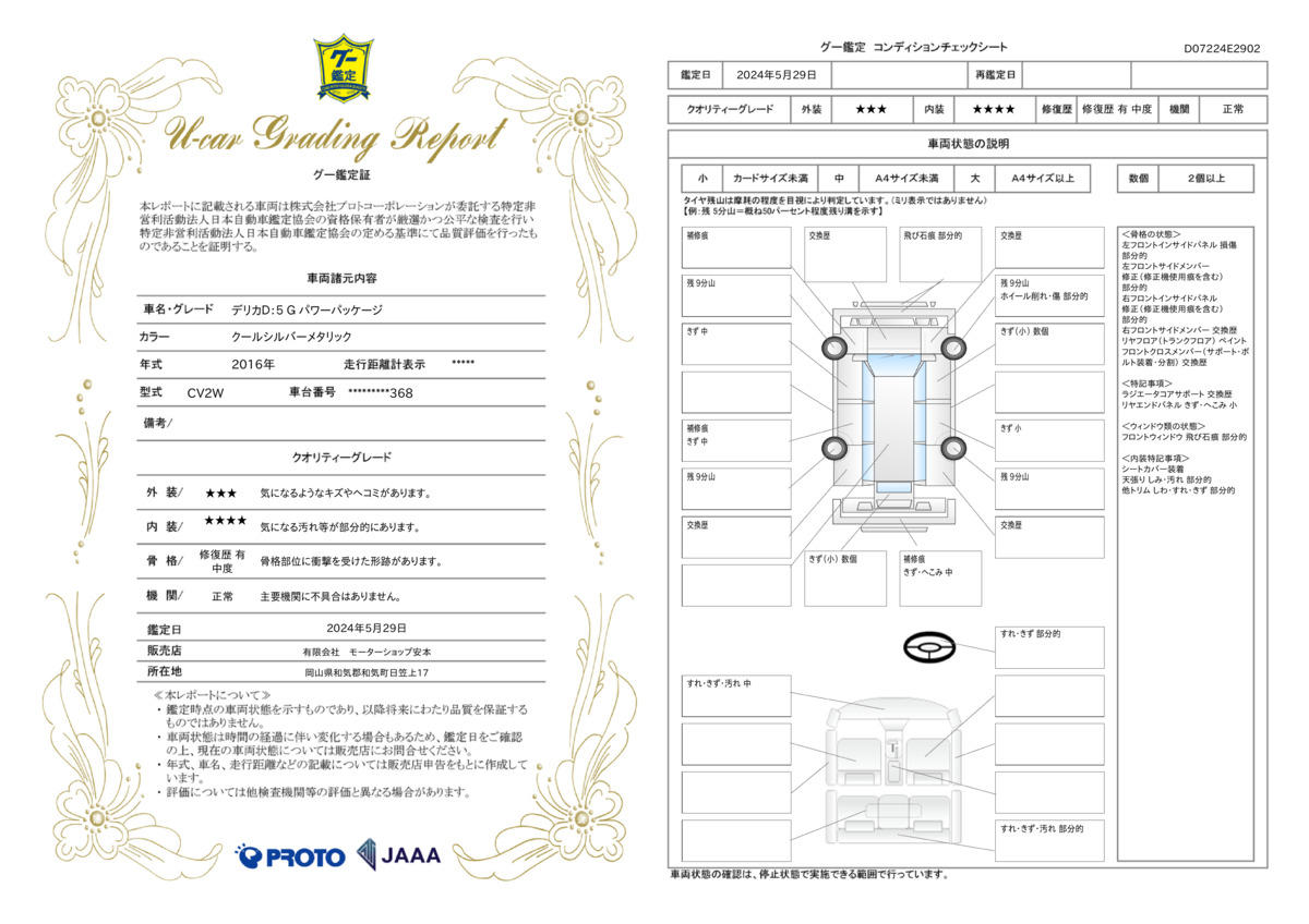 車両状態評価書