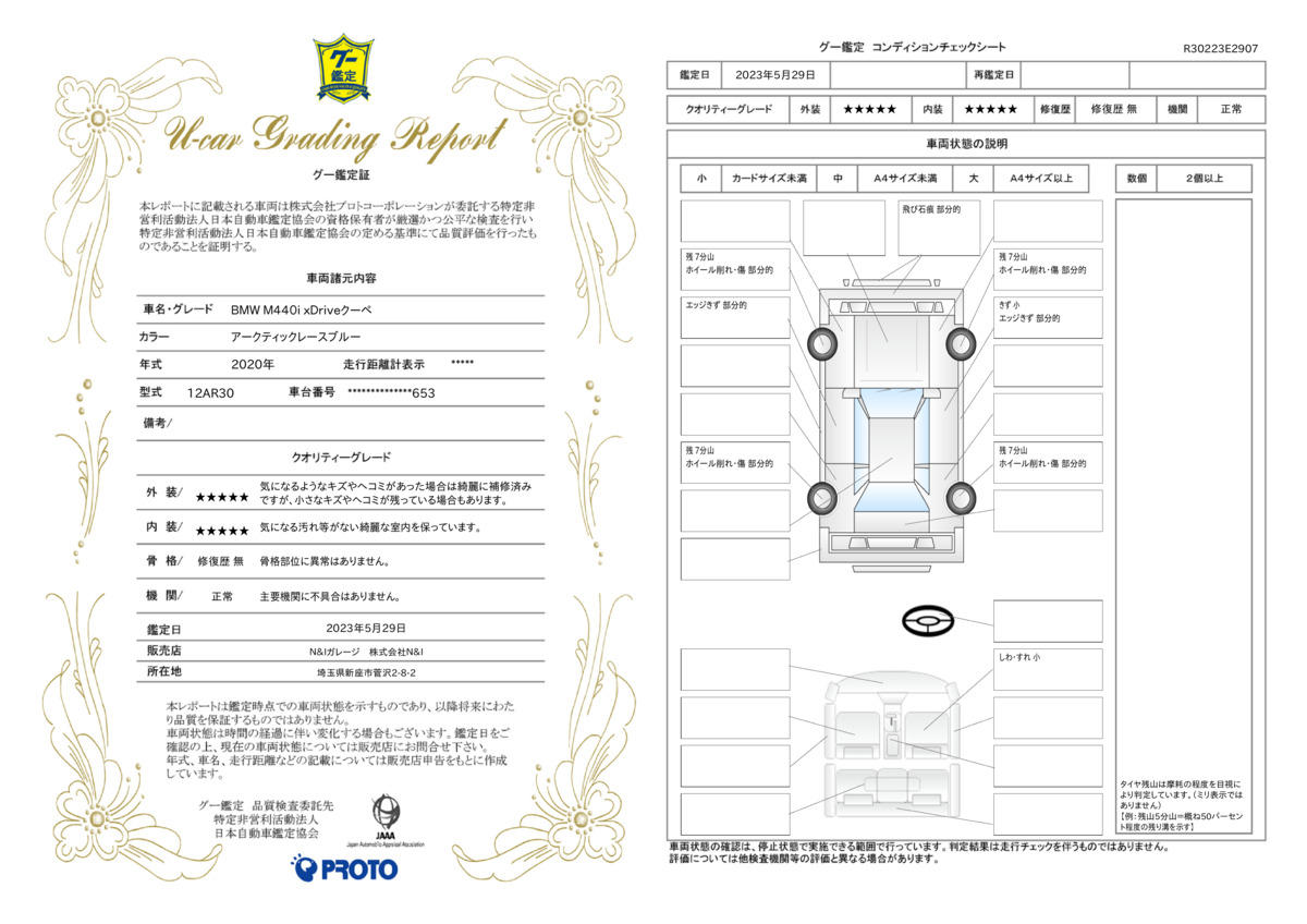 車両状態評価書