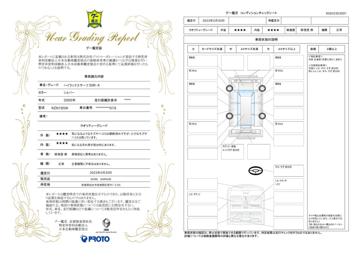 車両状態評価書