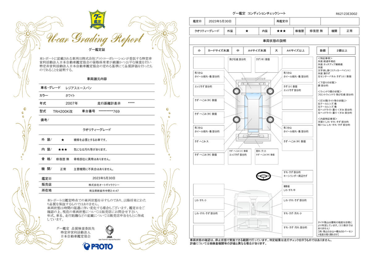 車両状態評価書