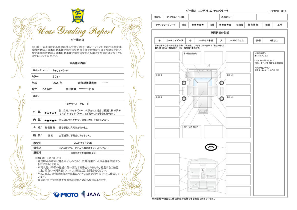 車両状態評価書