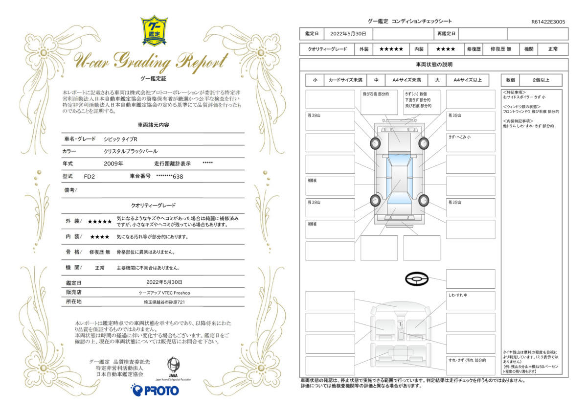 車両状態評価書