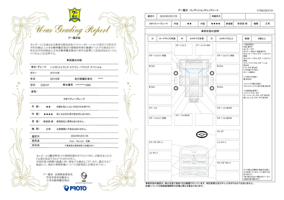 車両状態評価書