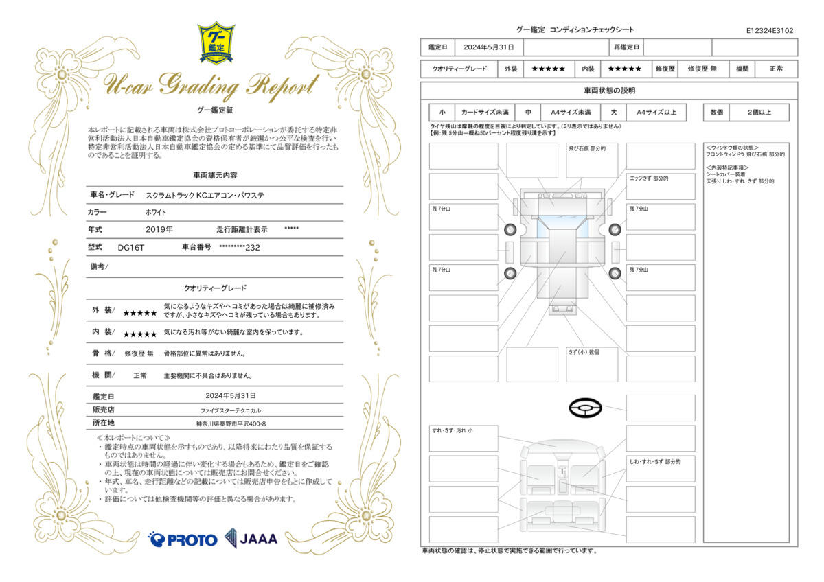 車両状態評価書