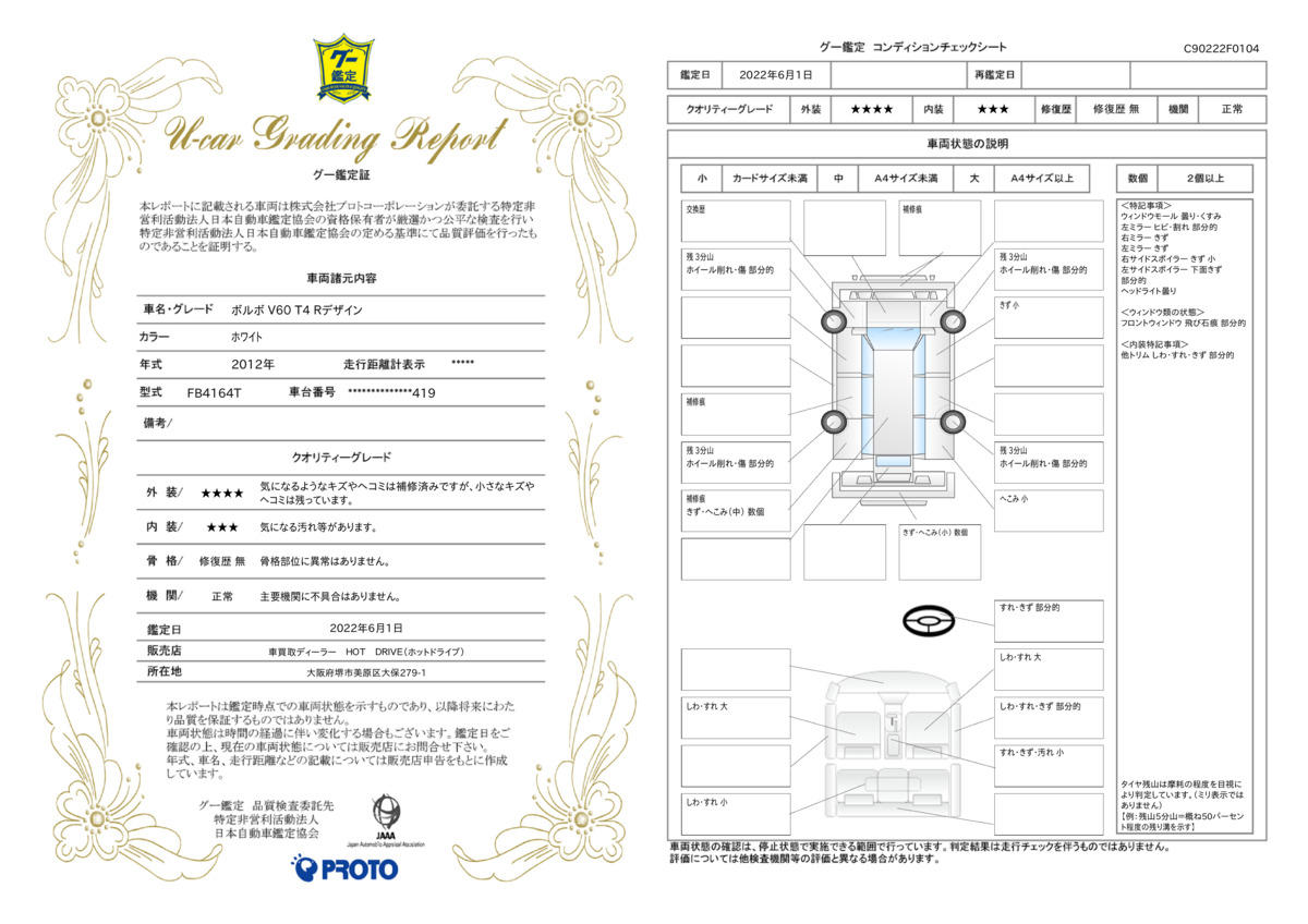 車両状態評価書