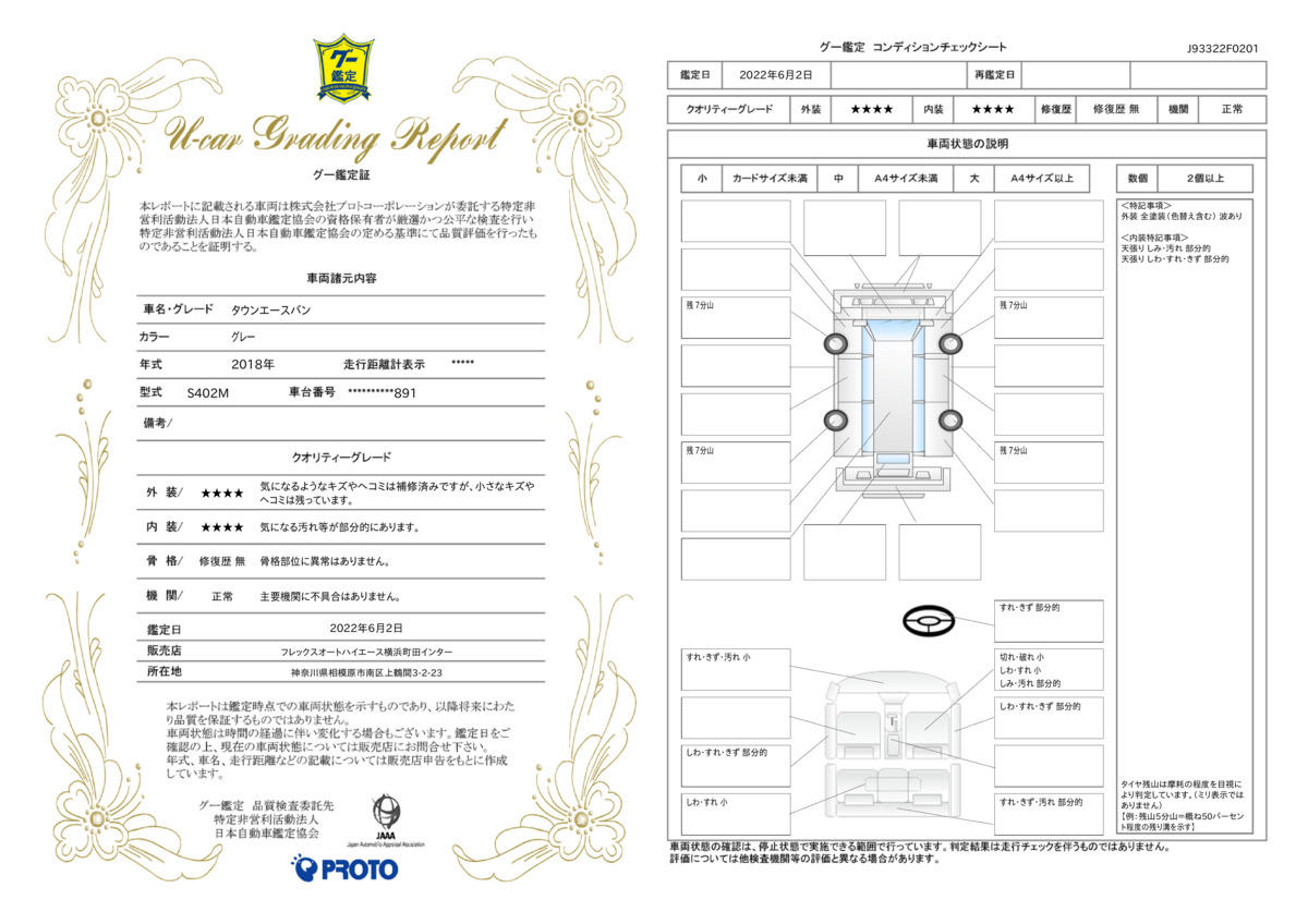 車両状態評価書