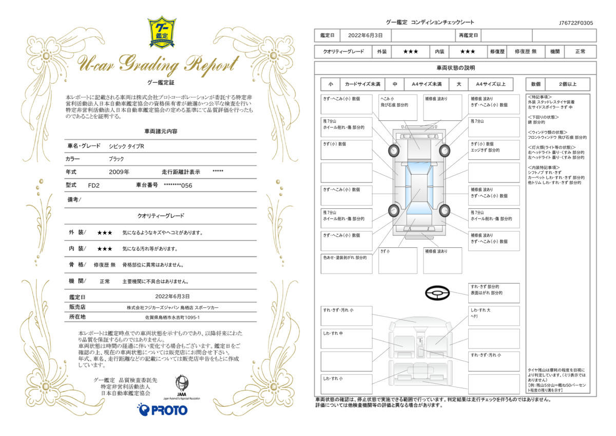 車両状態評価書