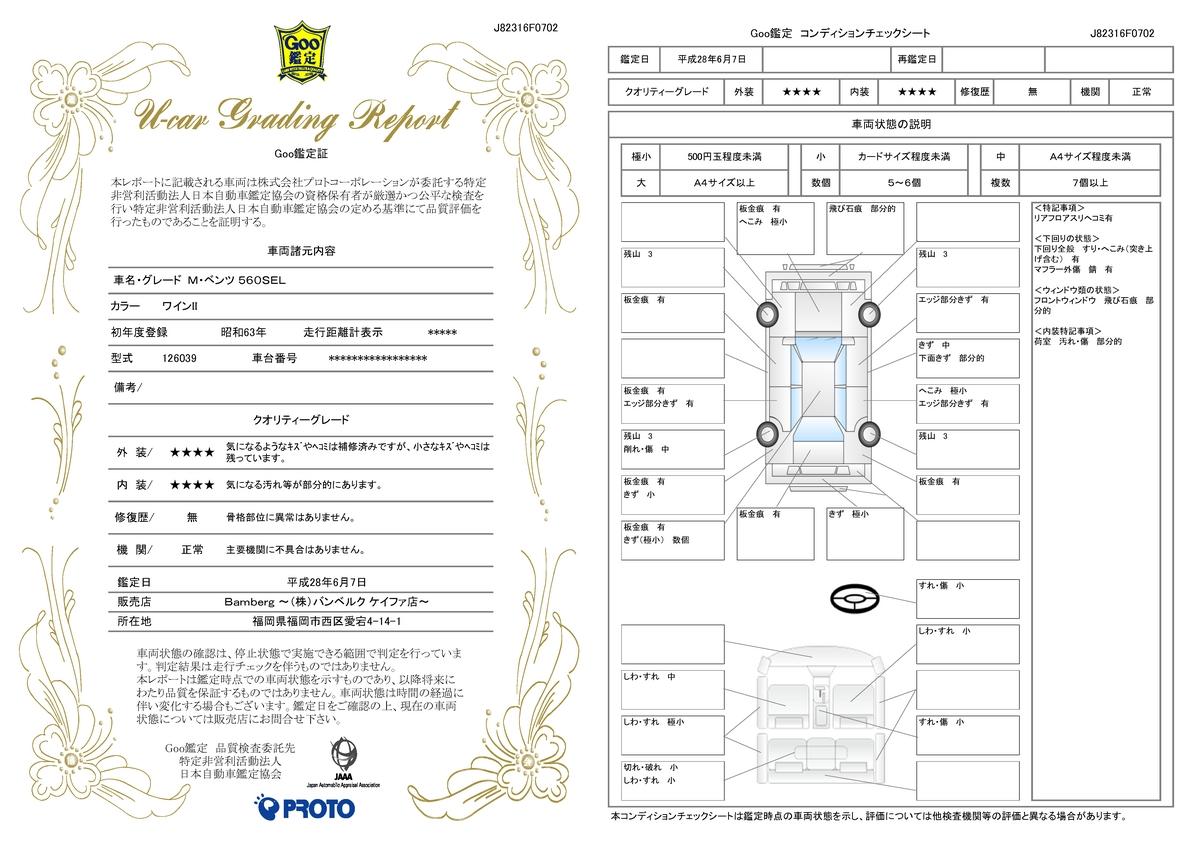 車両状態評価書