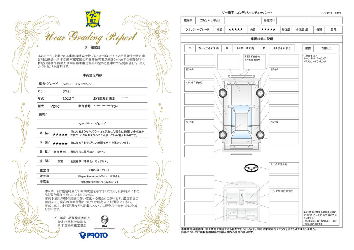 車両状態評価書