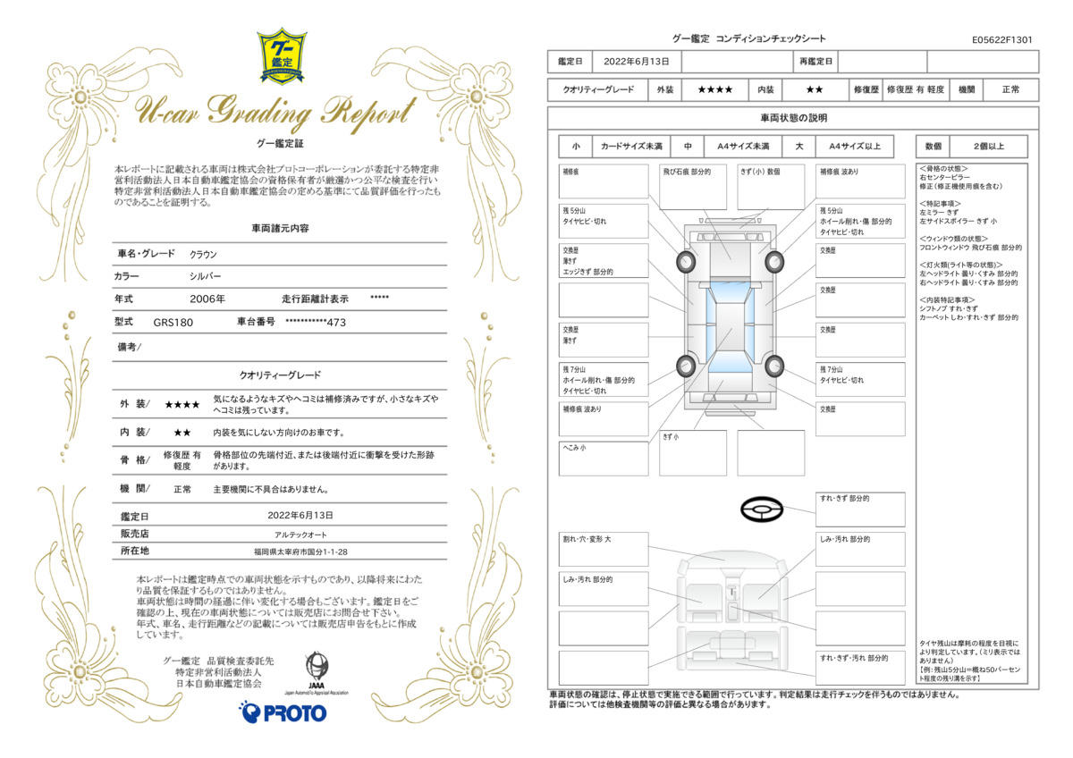 車両状態評価書