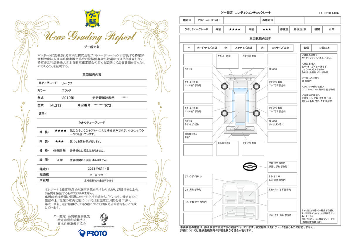 車両状態評価書