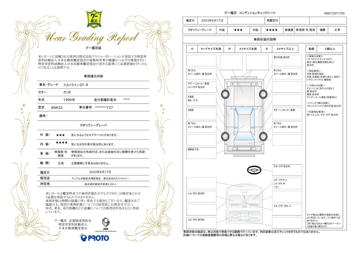 車両状態評価書