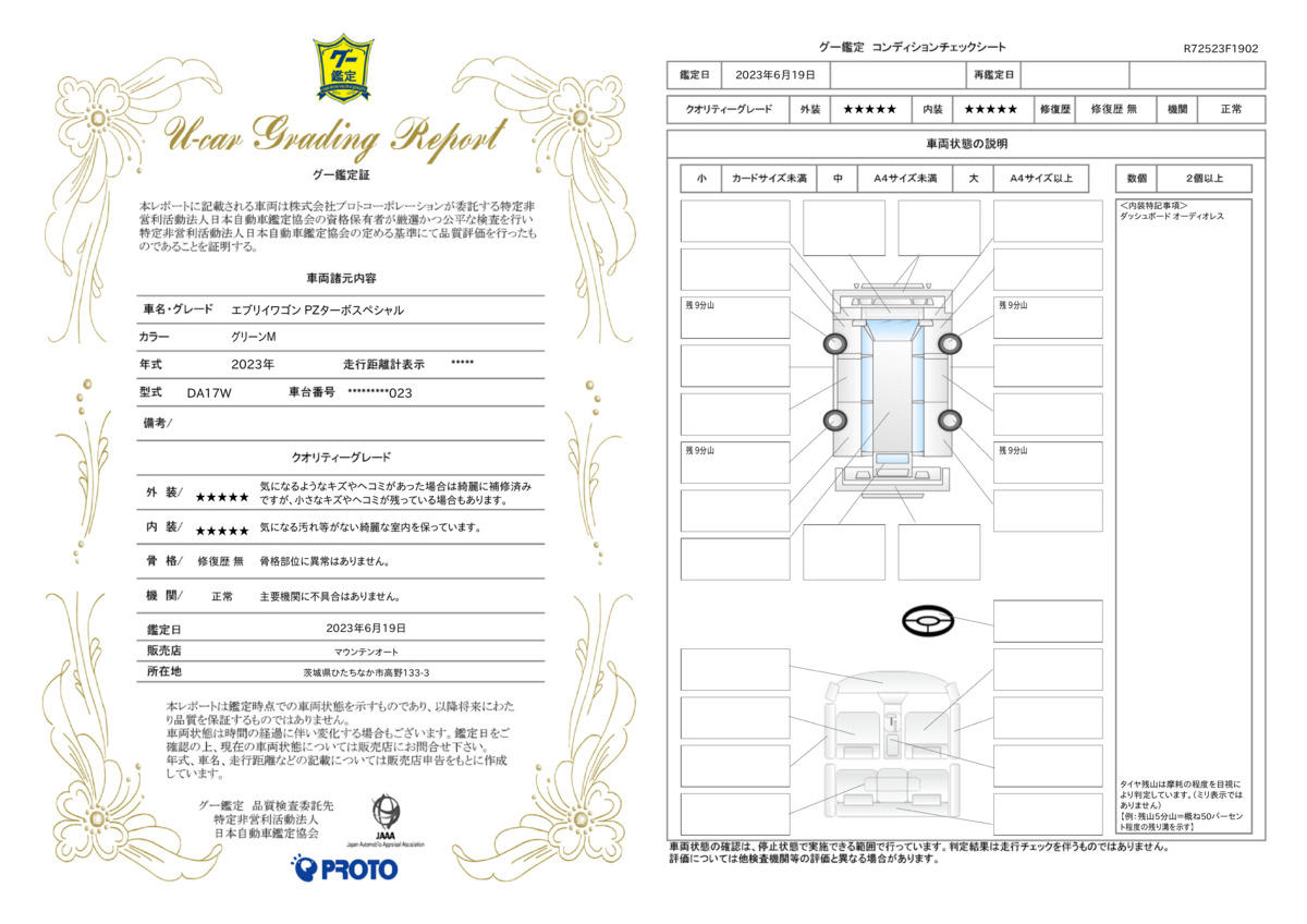 車両状態評価書