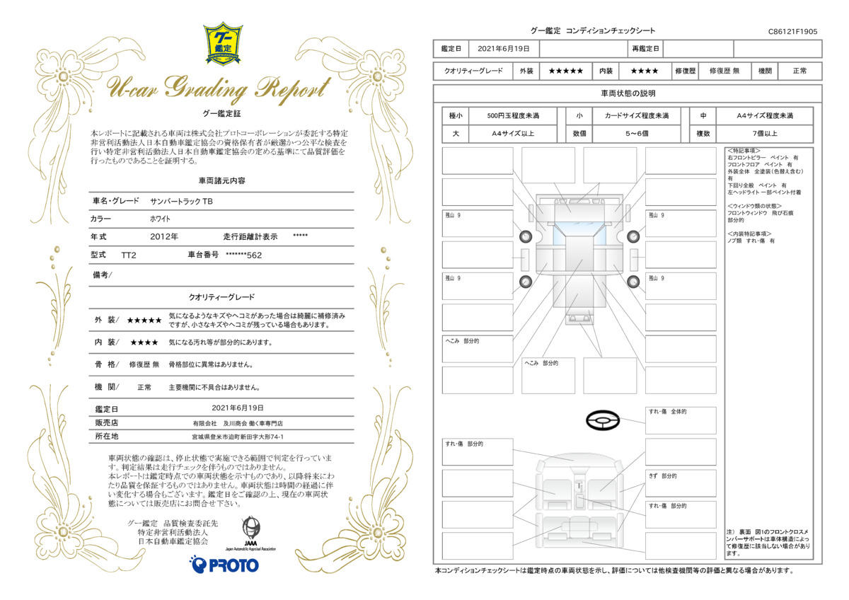 車両状態評価書