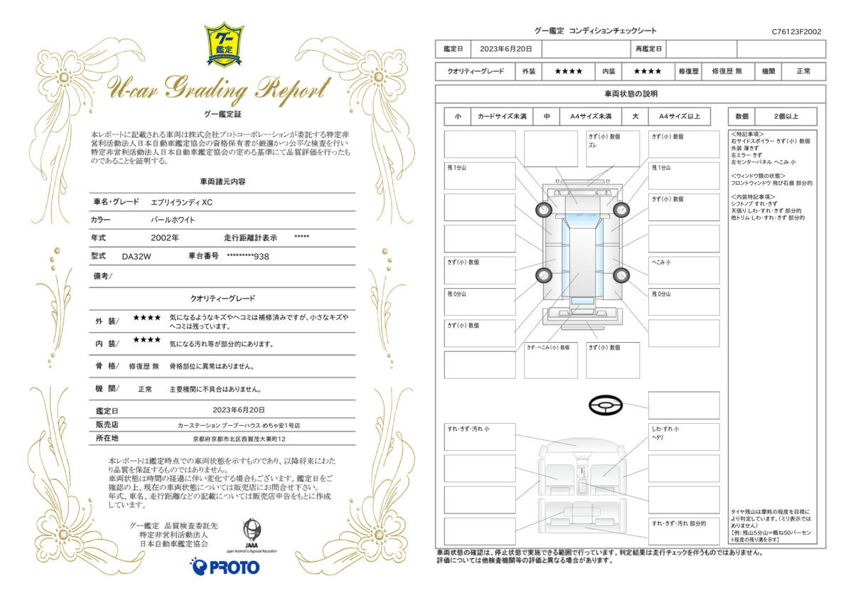 車両状態評価書