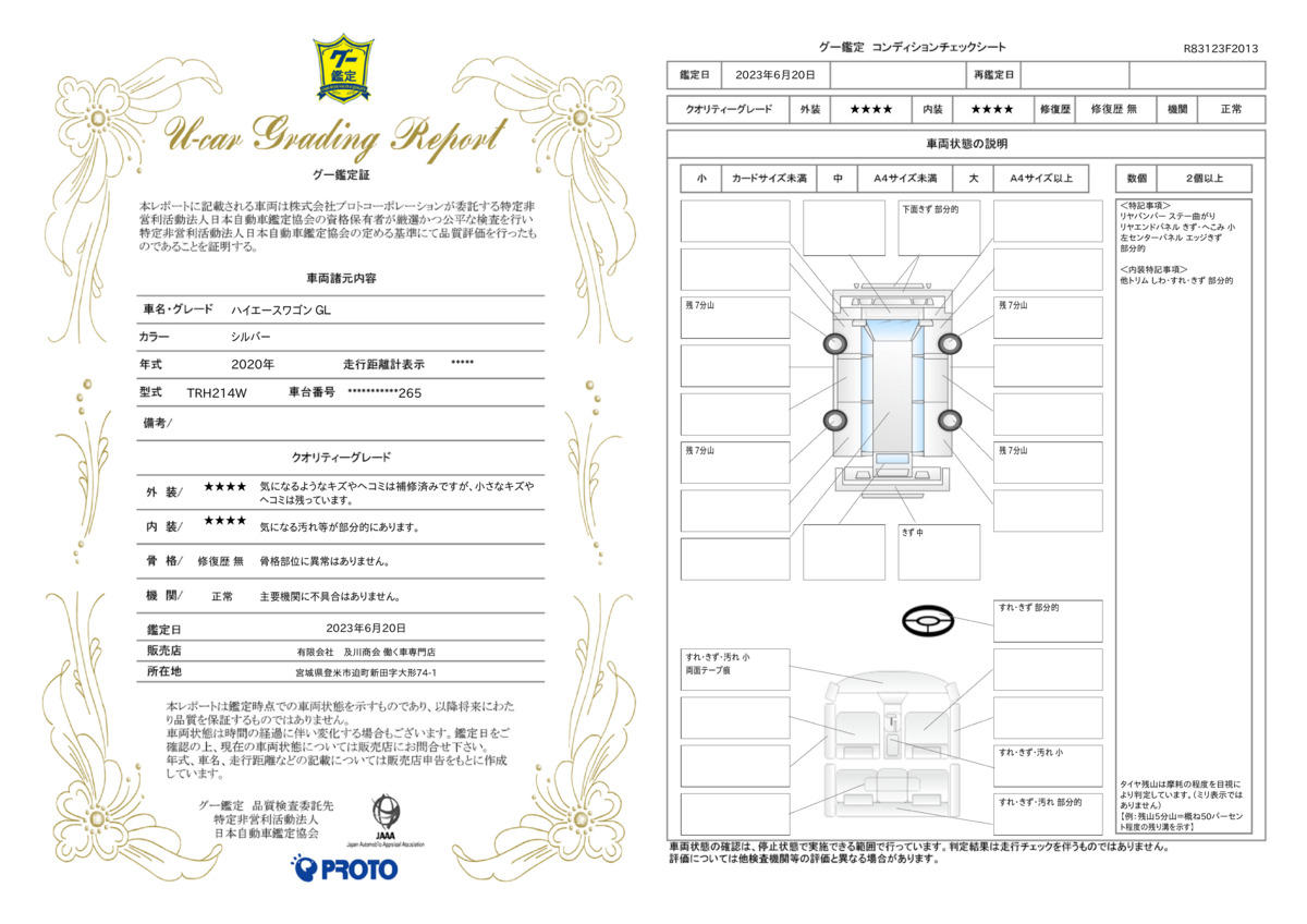 車両状態評価書