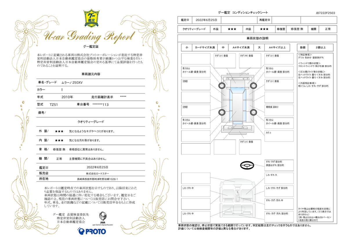 車両状態評価書