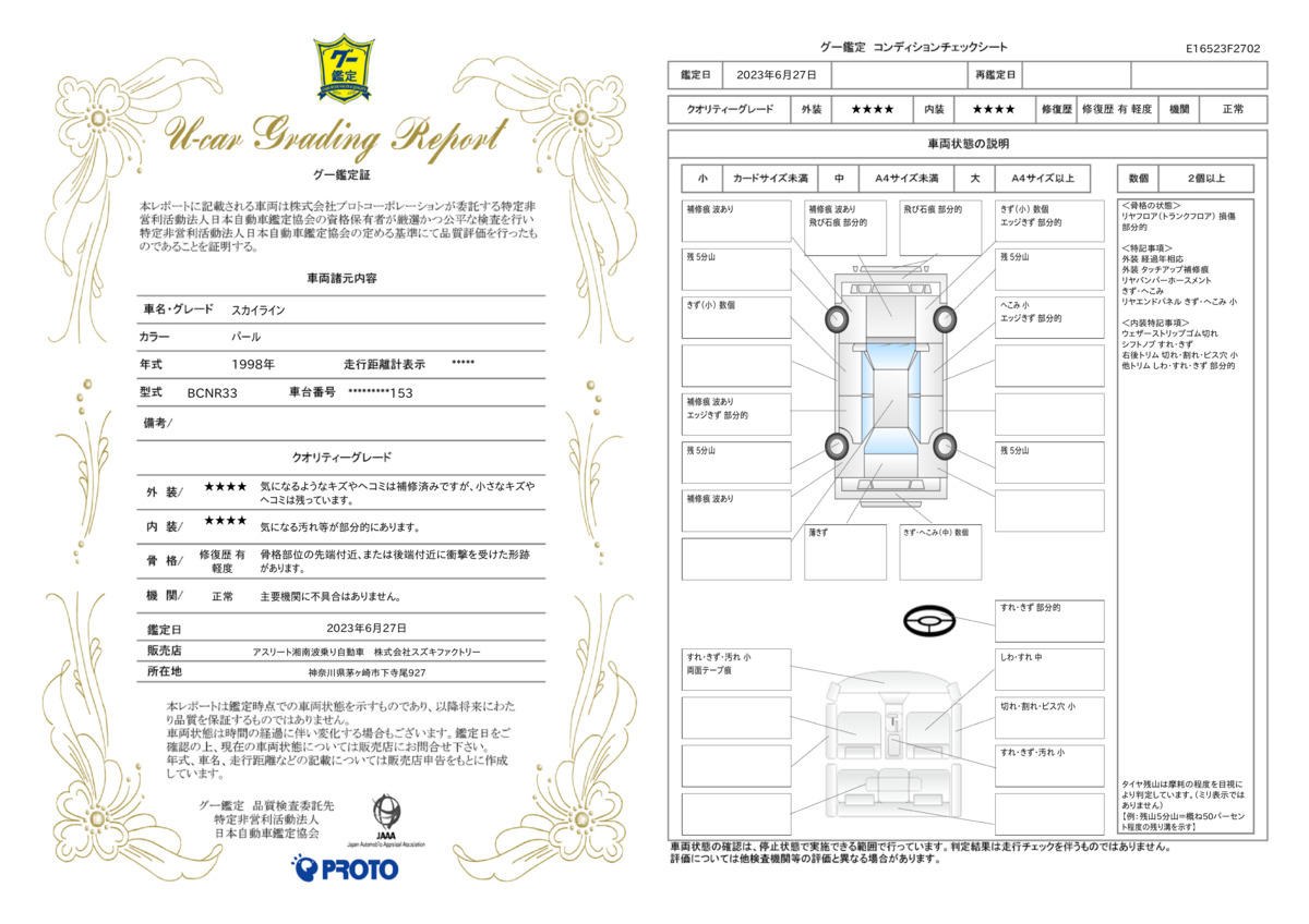 車両状態評価書