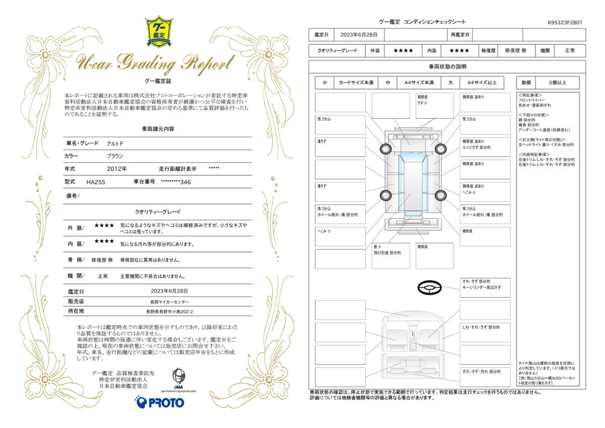 車両状態評価書