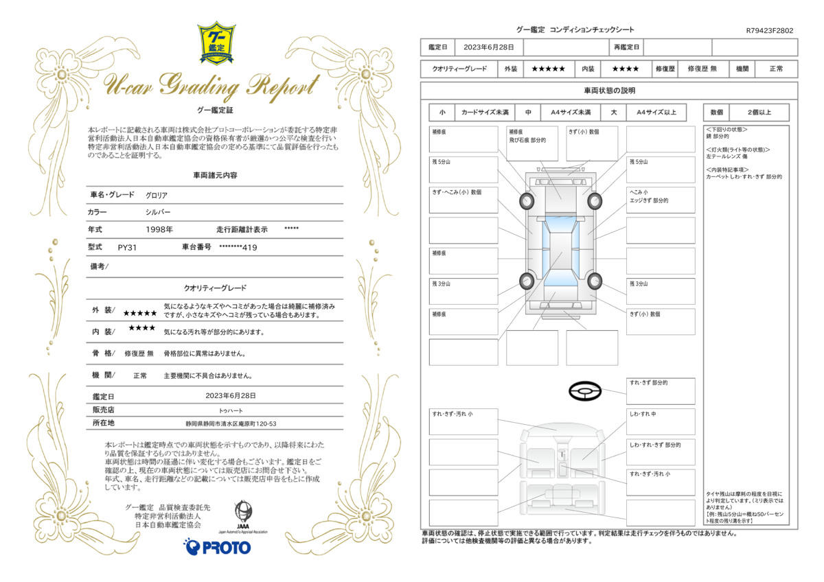 車両状態評価書