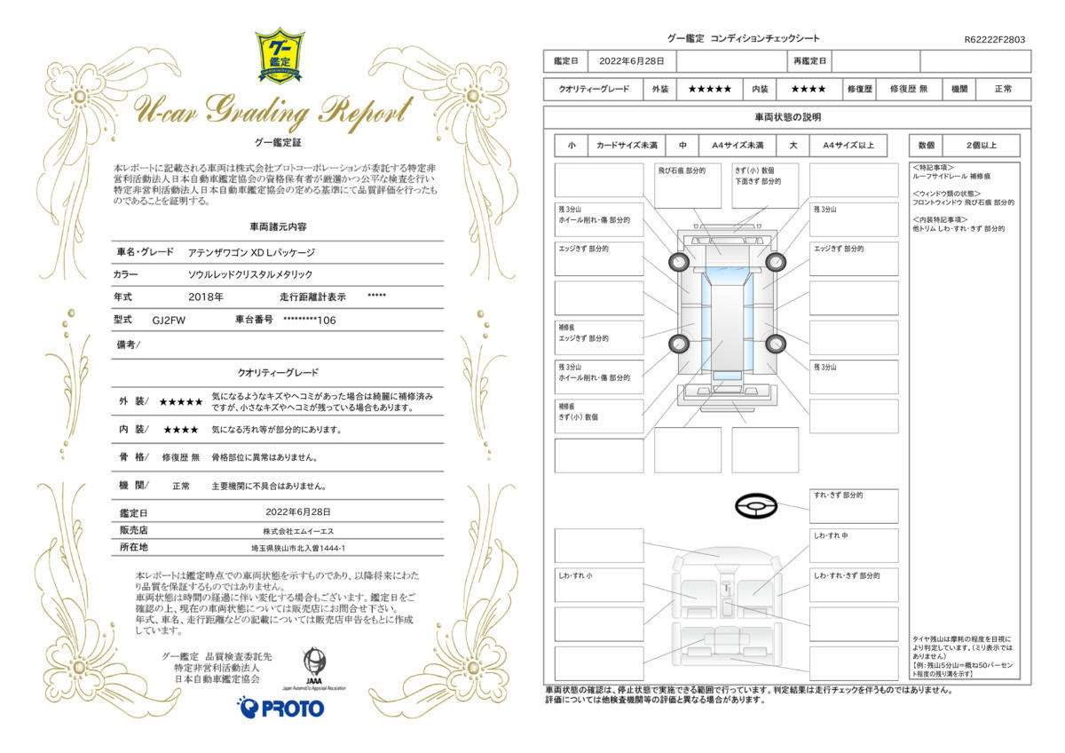 車両状態評価書