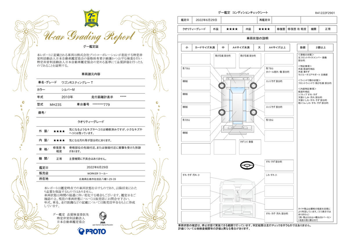 車両状態評価書