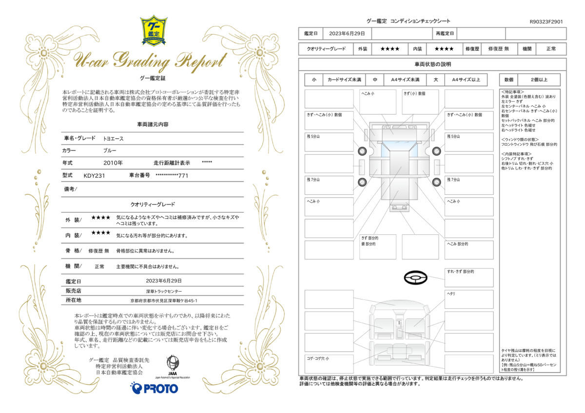 車両状態評価書