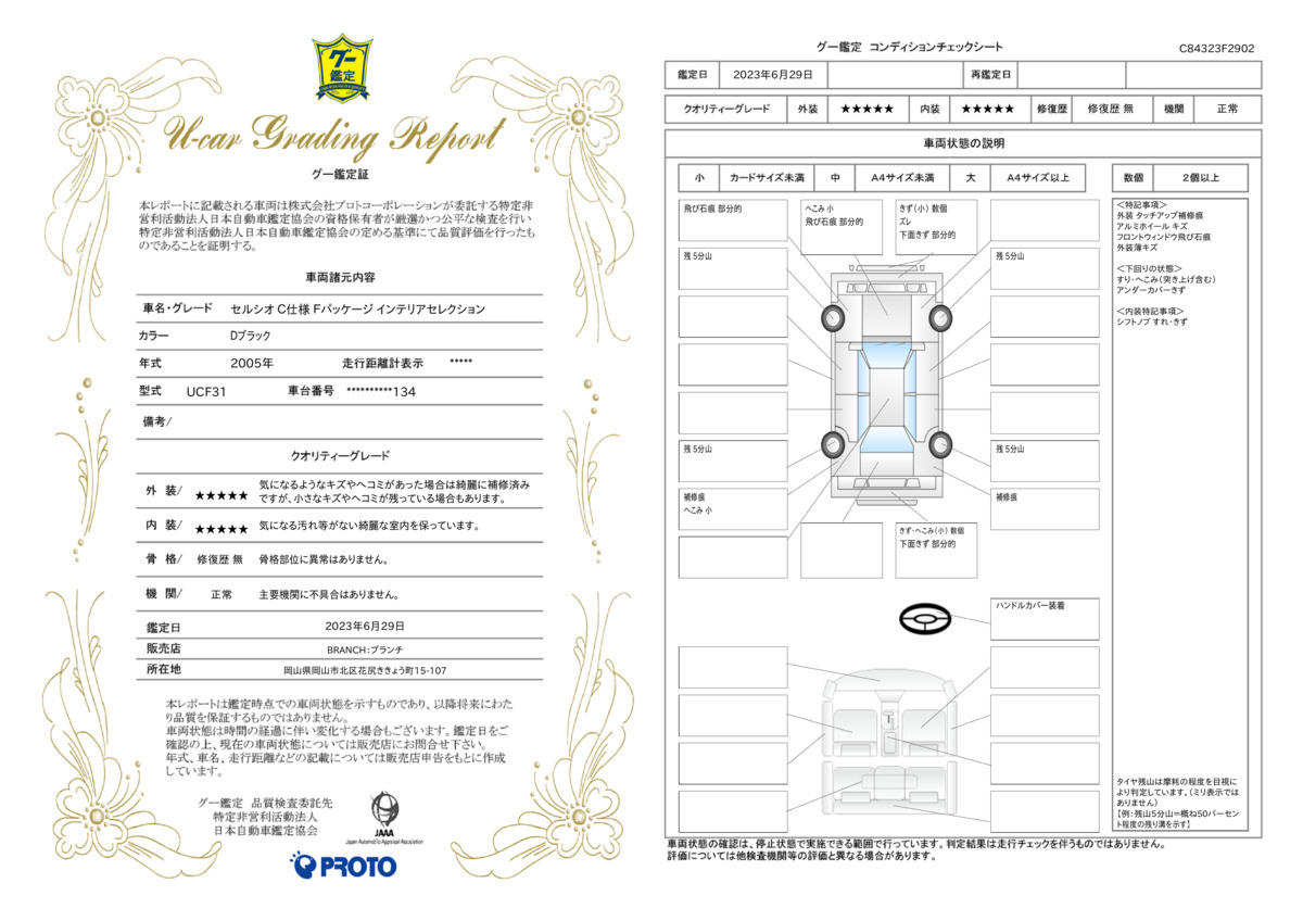 車両状態評価書