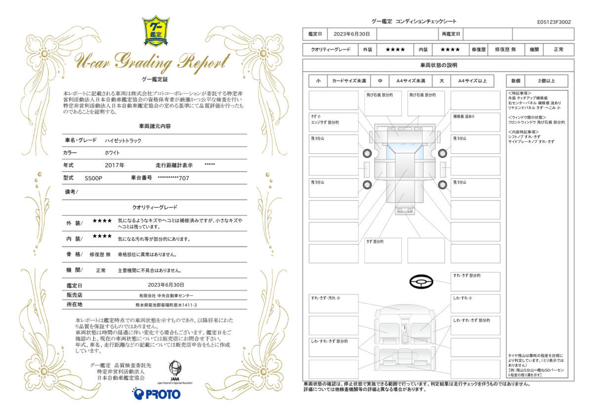 車両状態評価書