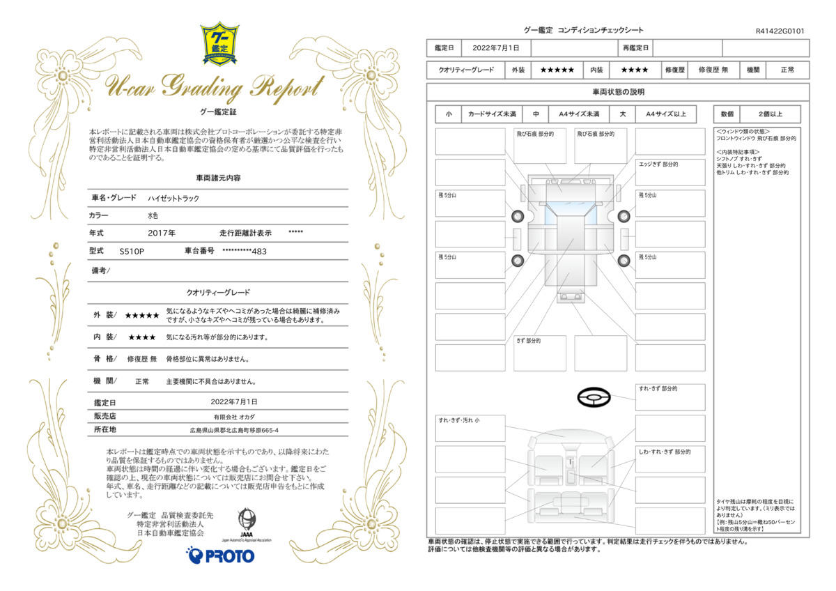 車両状態評価書