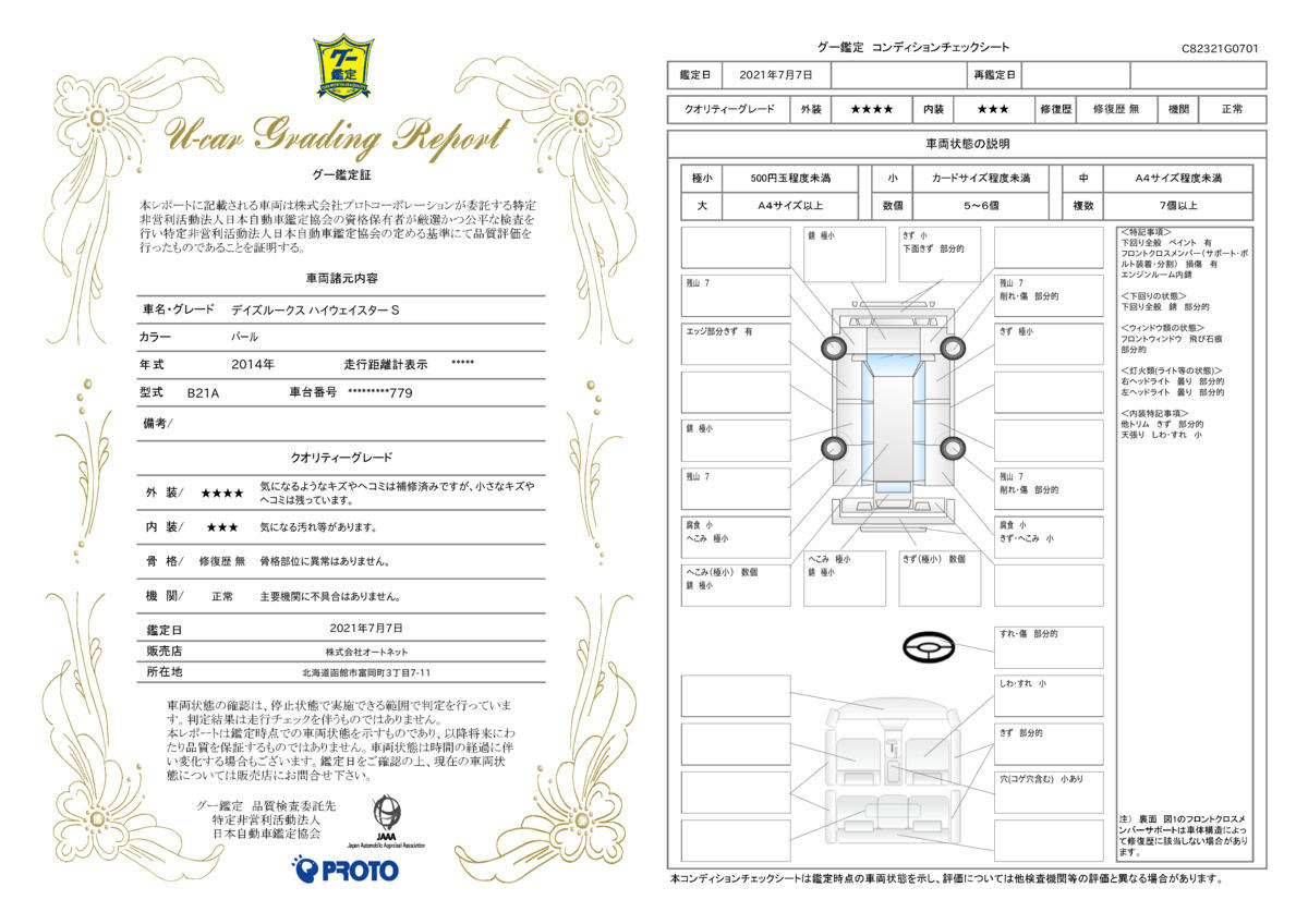 車両状態評価書