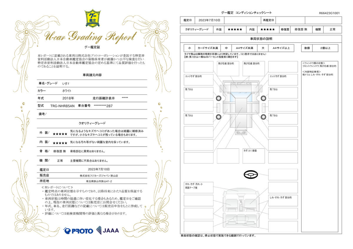 車両状態評価書