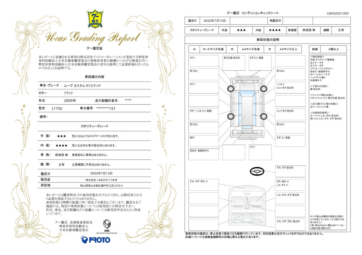 車両状態評価書