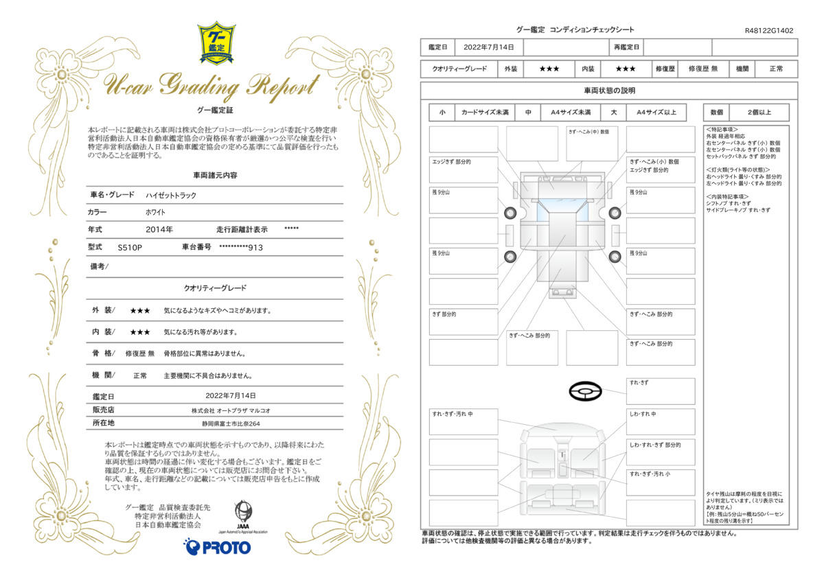 車両状態評価書