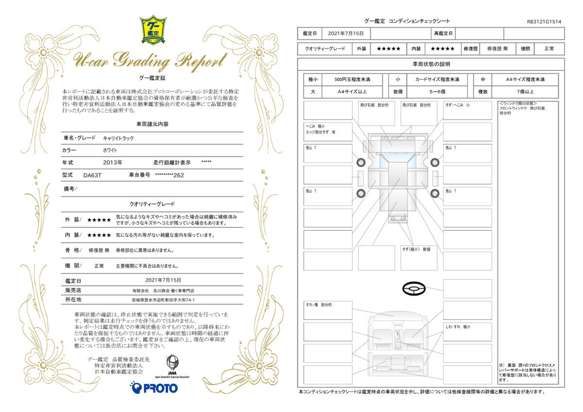 車両状態評価書