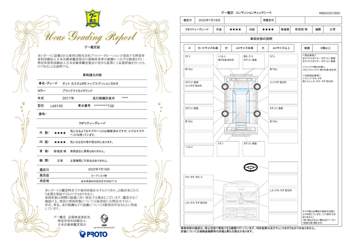 車両状態評価書