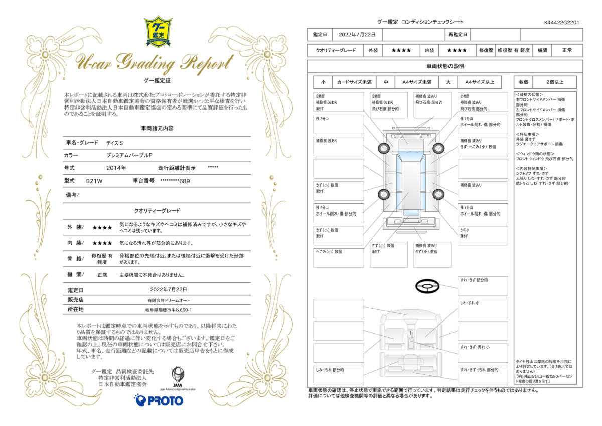 車両状態評価書