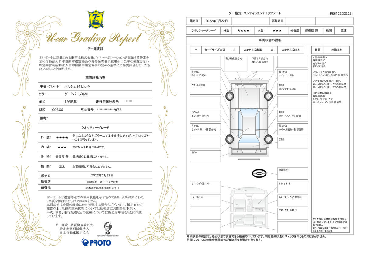 車両状態評価書