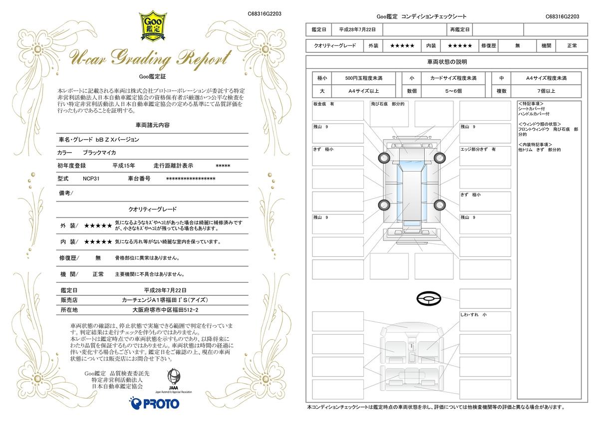 車両状態評価書