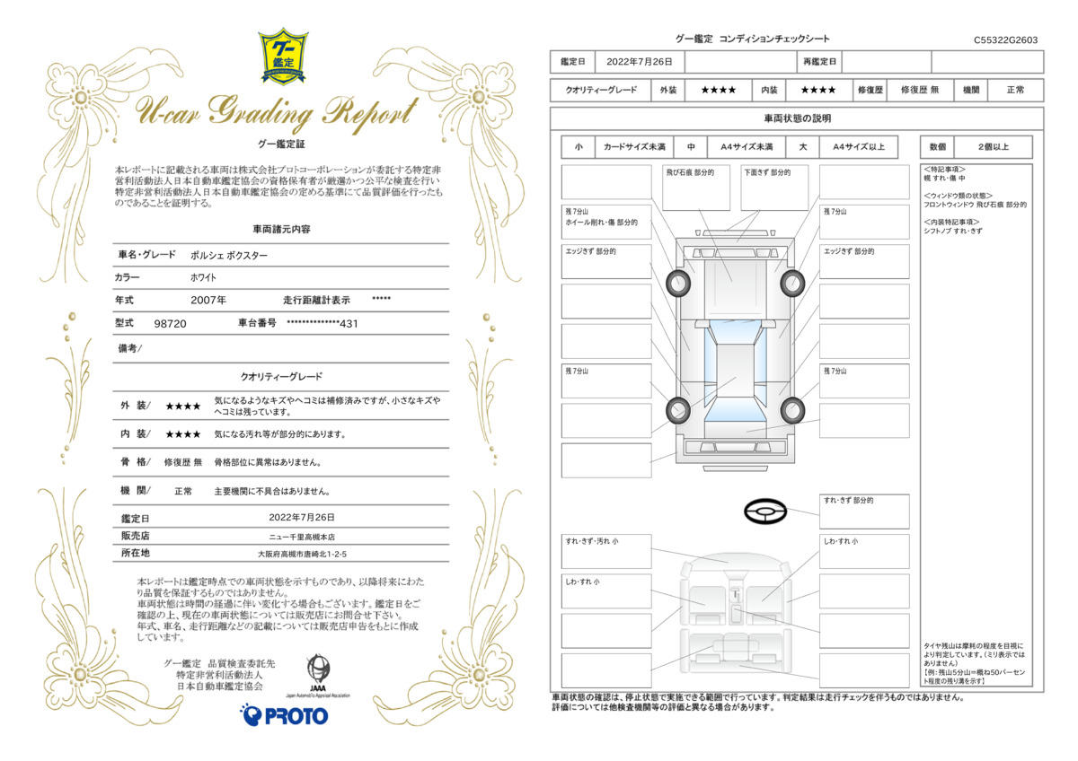 車両状態評価書