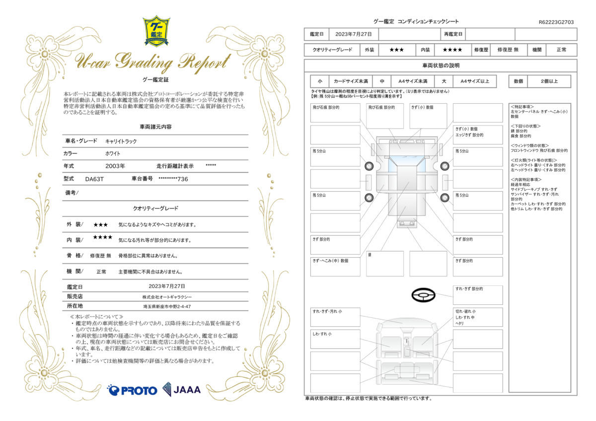 車両状態評価書