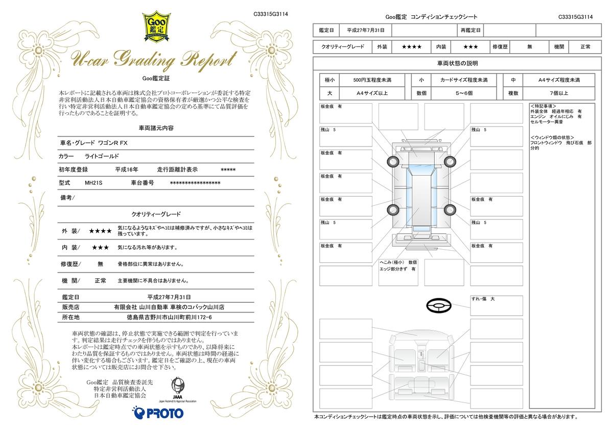 車両状態評価書