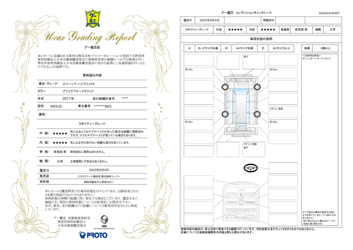 車両状態評価書