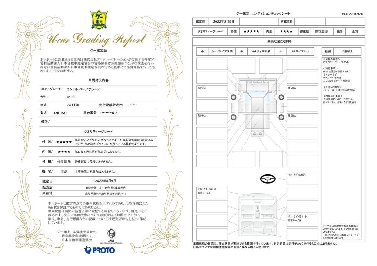 車両状態評価書