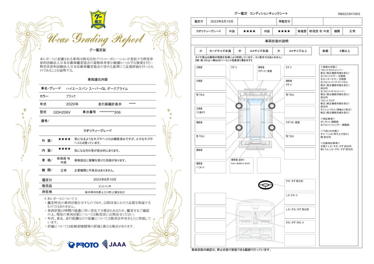 車両状態評価書