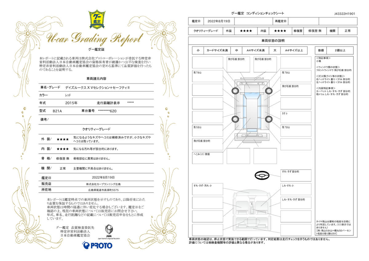 車両状態評価書