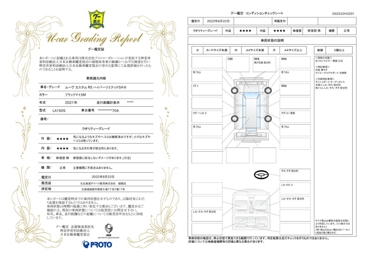 車両状態評価書