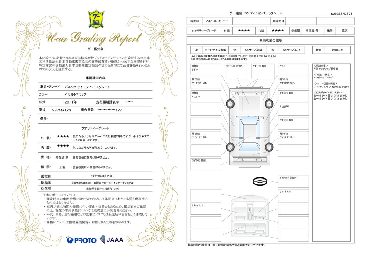 車両状態評価書