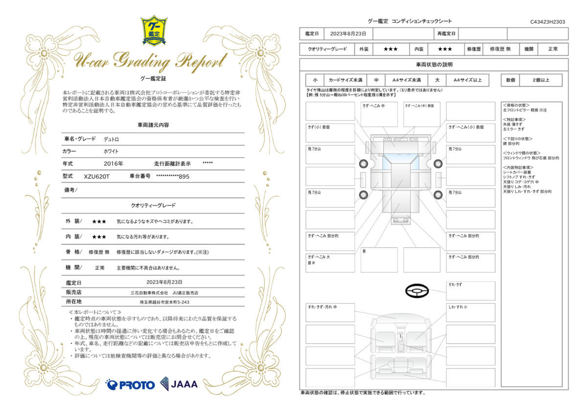 車両状態評価書